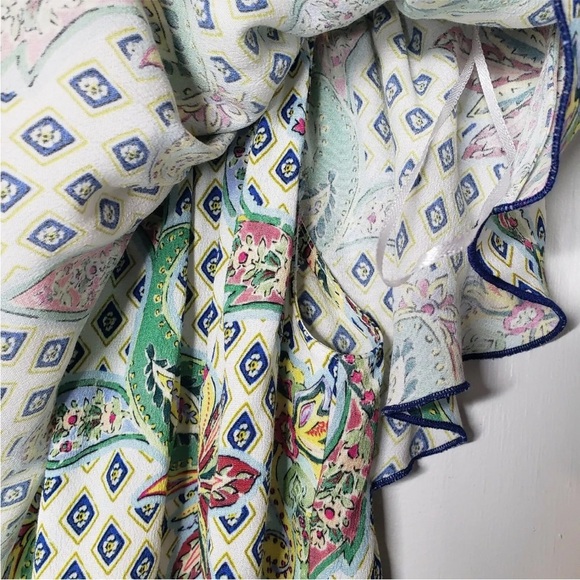 Zara Ruffle Off Shoulder Top in White Multi Color Floral Botanical Size XSmall - Picture 13 of 15